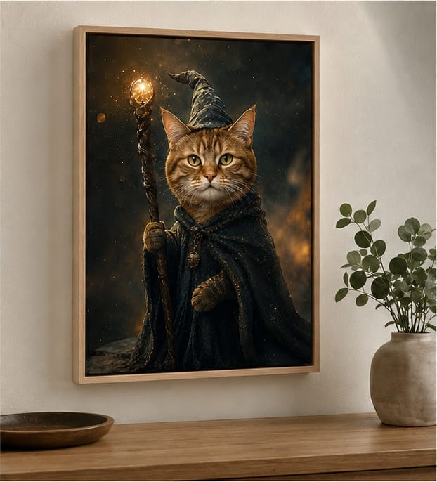 Customer photo review of Custom Magical Wizard Pet Portrait Canvas Wall Art