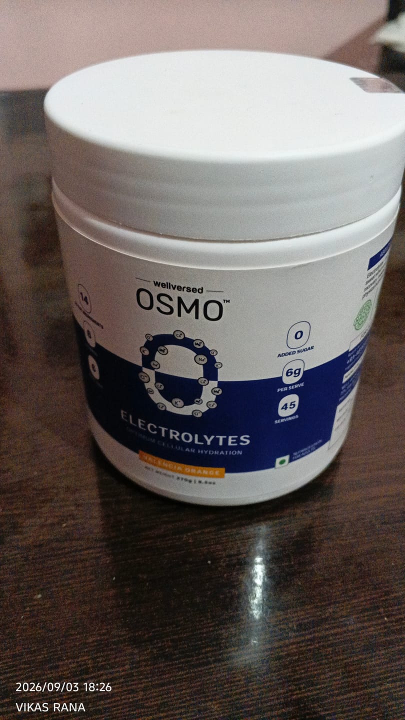 Customer photo review of OSMO - Electrolyte Hydration Blend (Advanced Salts + Taurine & Vitamins) | Valencia Orange Flavour (270g, 45 servings)