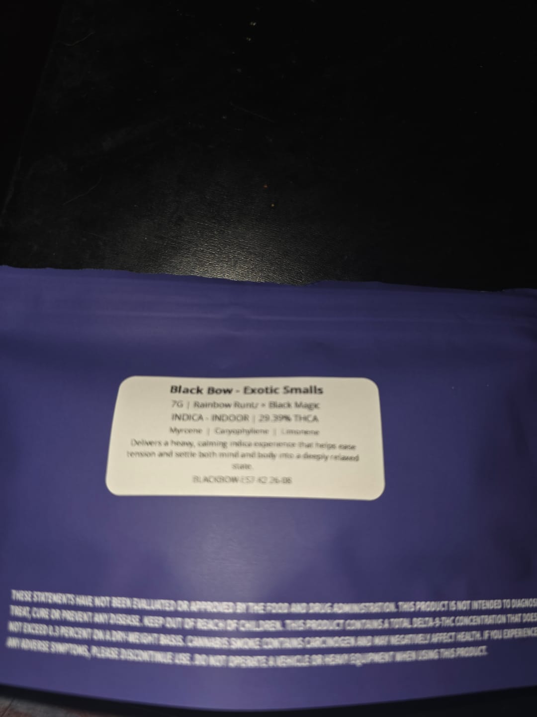 Customer photo review of Black Bow - Exotic Smalls