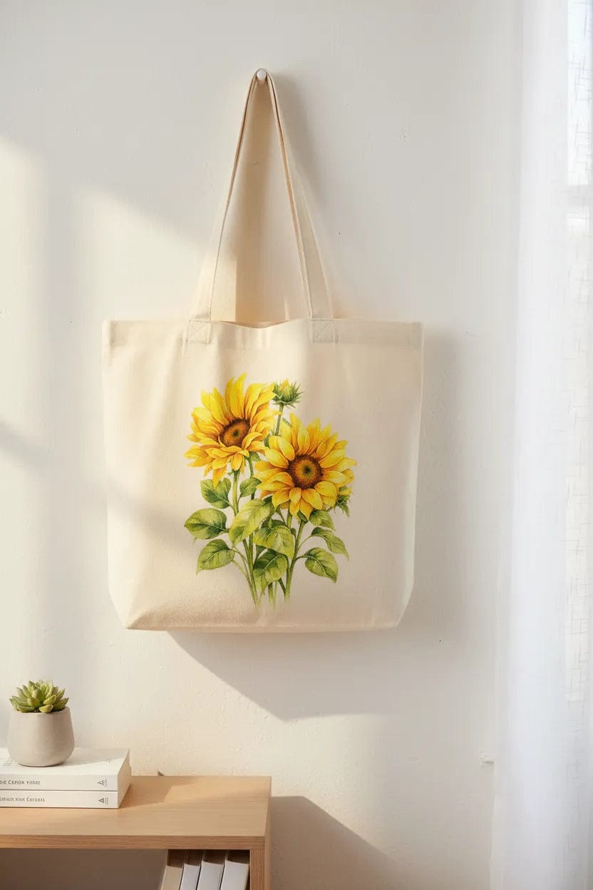 Customer photo review of Wrapzy Watercolor Sunflower Tote Bag