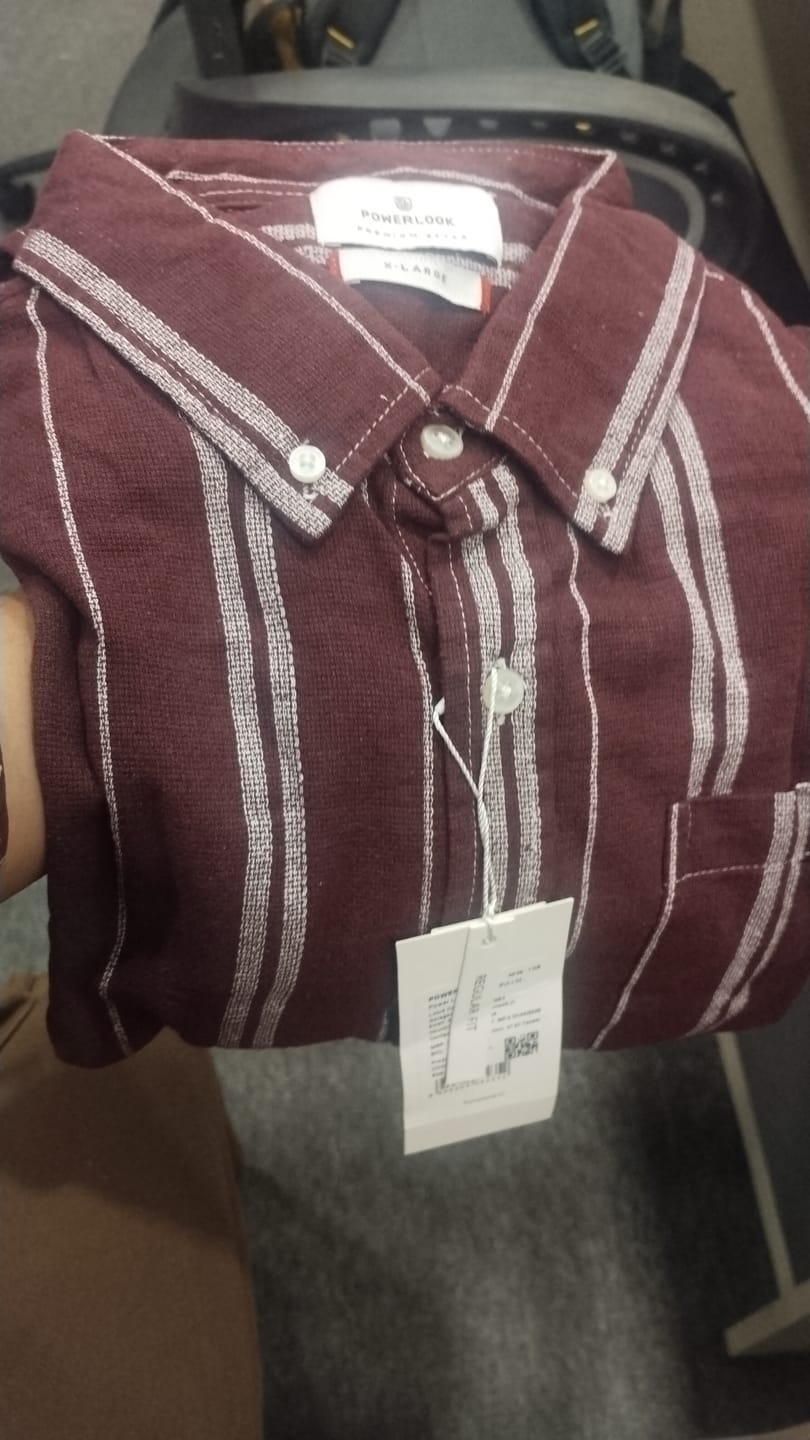 Customer photo review of Wine Structured Stripe Shirt