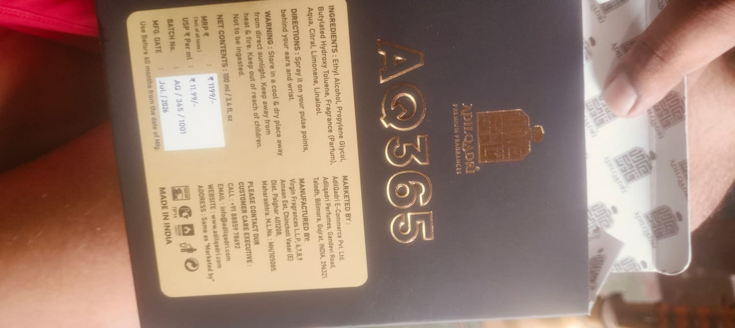 Customer photo review of AQ 365 Perfume Spray 100 ML