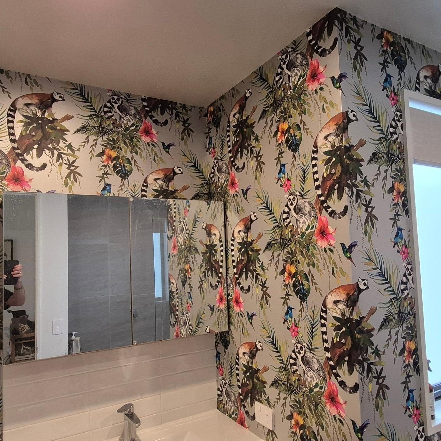 Customer photo review of Lemur Wallpaper – Silver