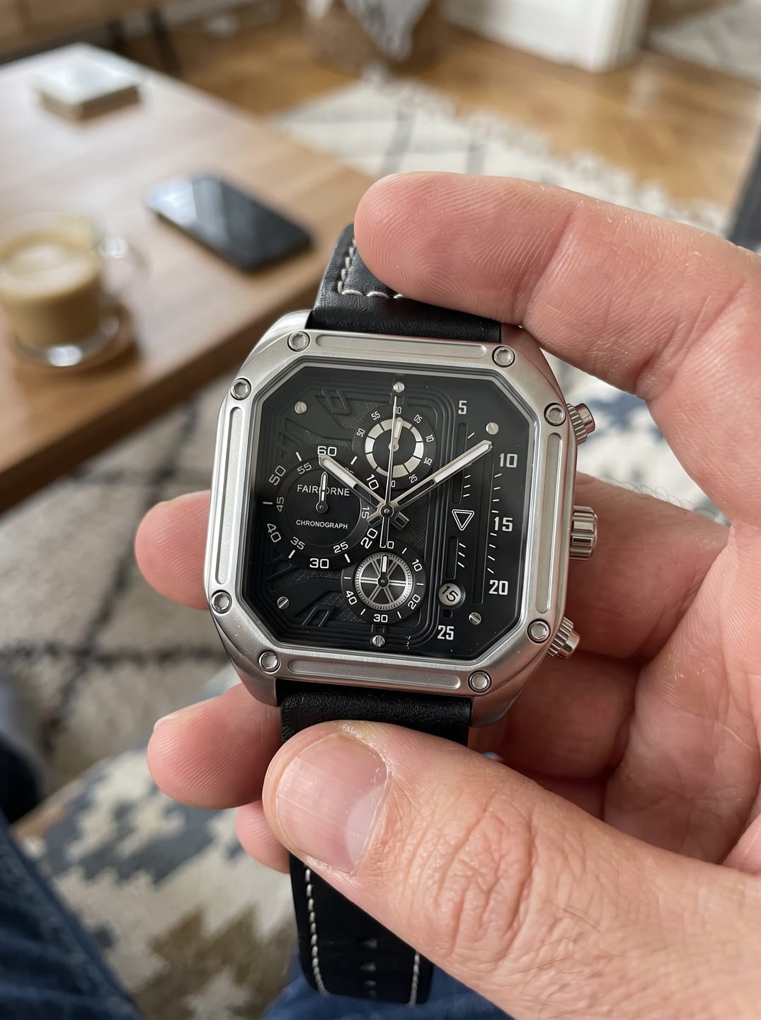 Customer photo review of Mark Fairwhale FW-5570 QUADRAVEX - Men’s Square Chronograph Watch