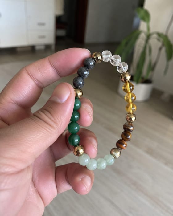 Customer photo review of Dhan Yog Bracelet – Natural Wealth & Prosperity Gemstone Bracelet