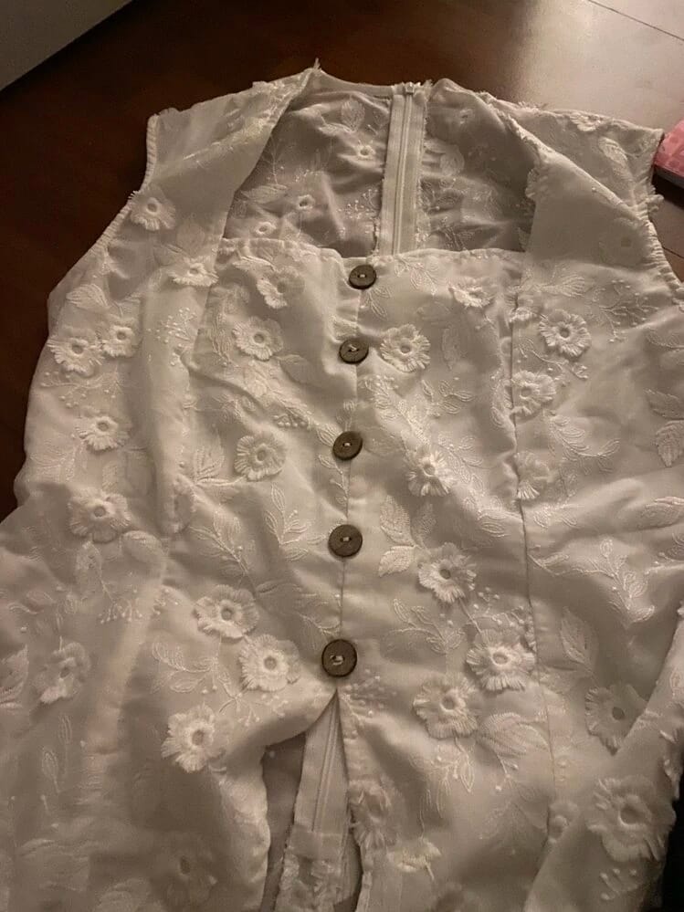 Customer photo review of Ninonine "Seraphina" | Embroidered Eyelet Square-Neck Top