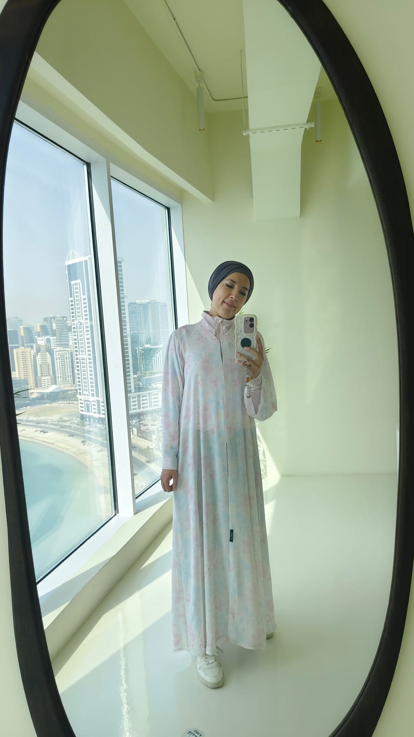 Customer photo review of C 1366 White Floral Mist Printed Abaya