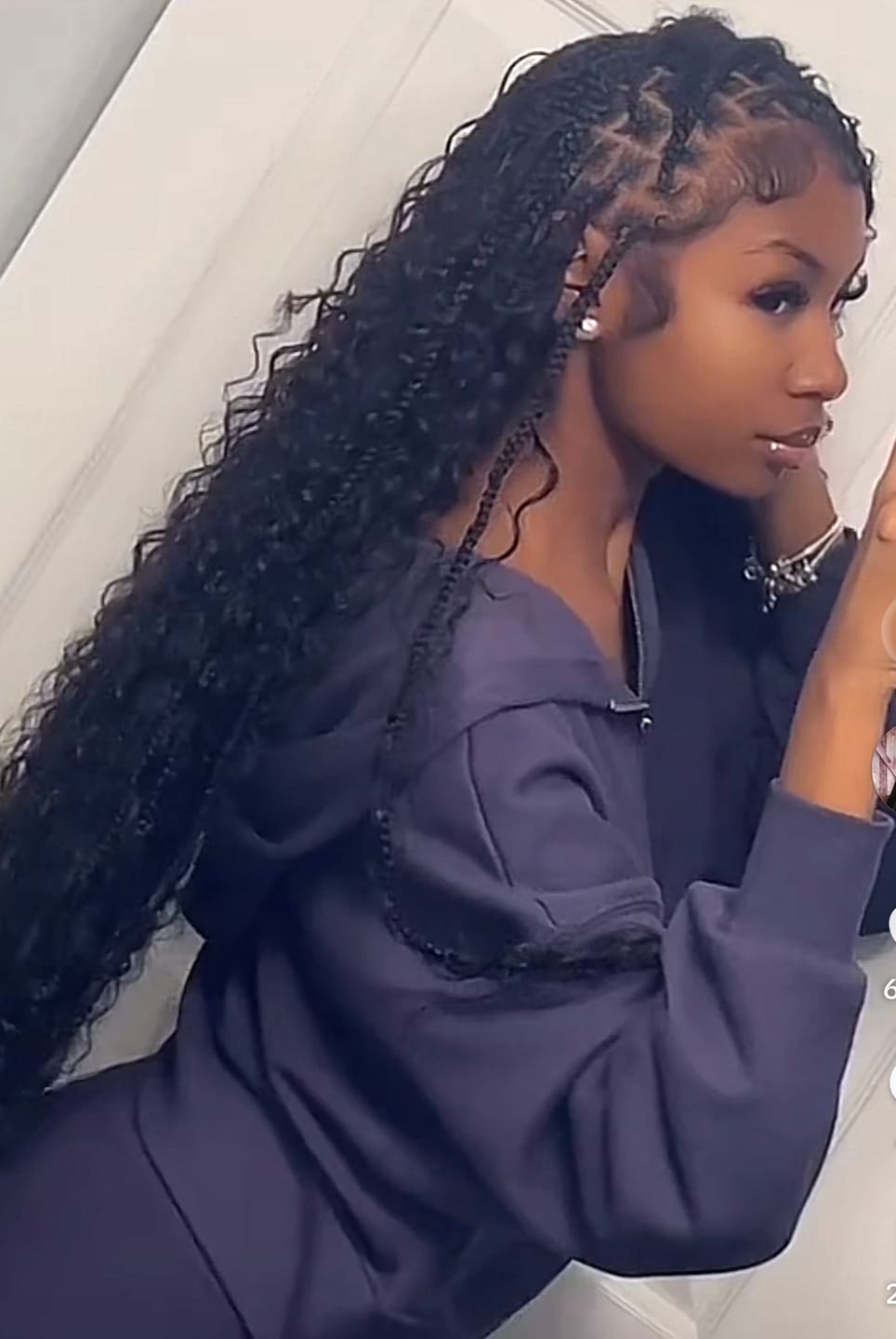 Customer photo review of Double Drawn Burmese Deep Wave Human Braiding Hair