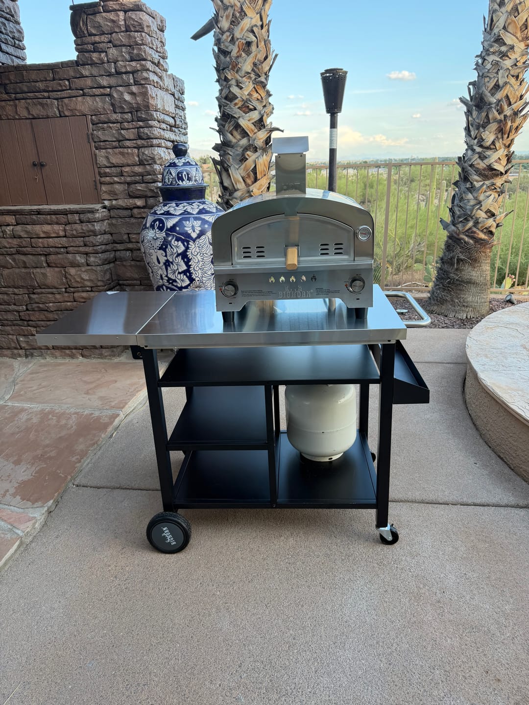 Customer photo review of Outdoor Grill Cart & Pizza Oven Table