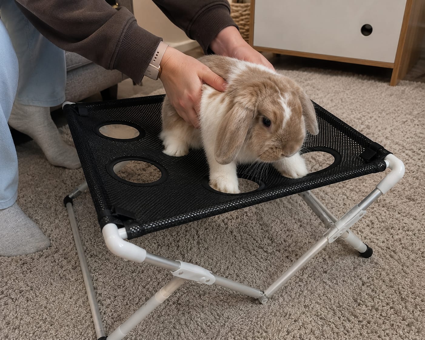 Customer photo review of Washpaws — Bunny Grooming & Care Chair