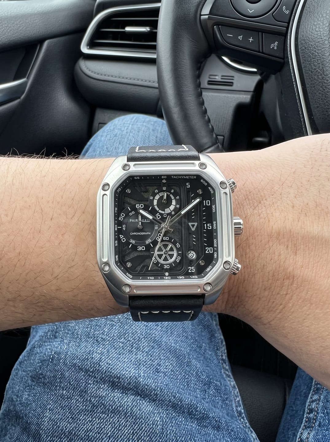 Customer photo review of Mark Fairwhale FW-5570 QUADRAVEX - Men’s Square Chronograph Watch