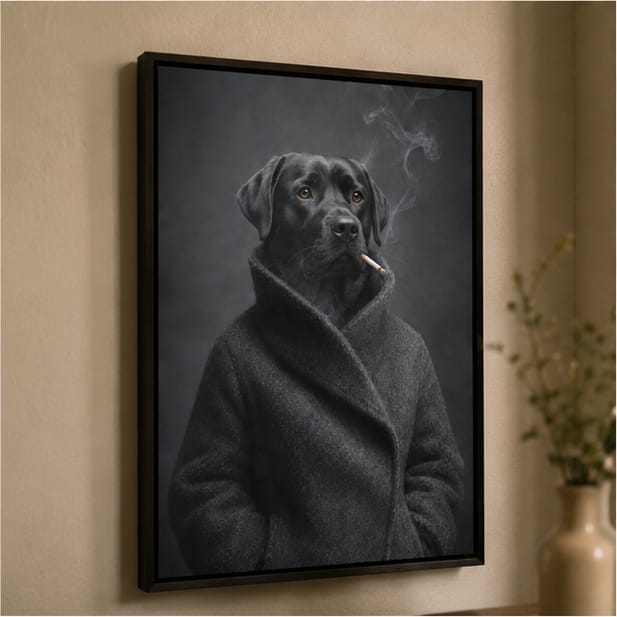 Customer photo review of Custom Moody Gray Cat Portrait Canvas Wall Art