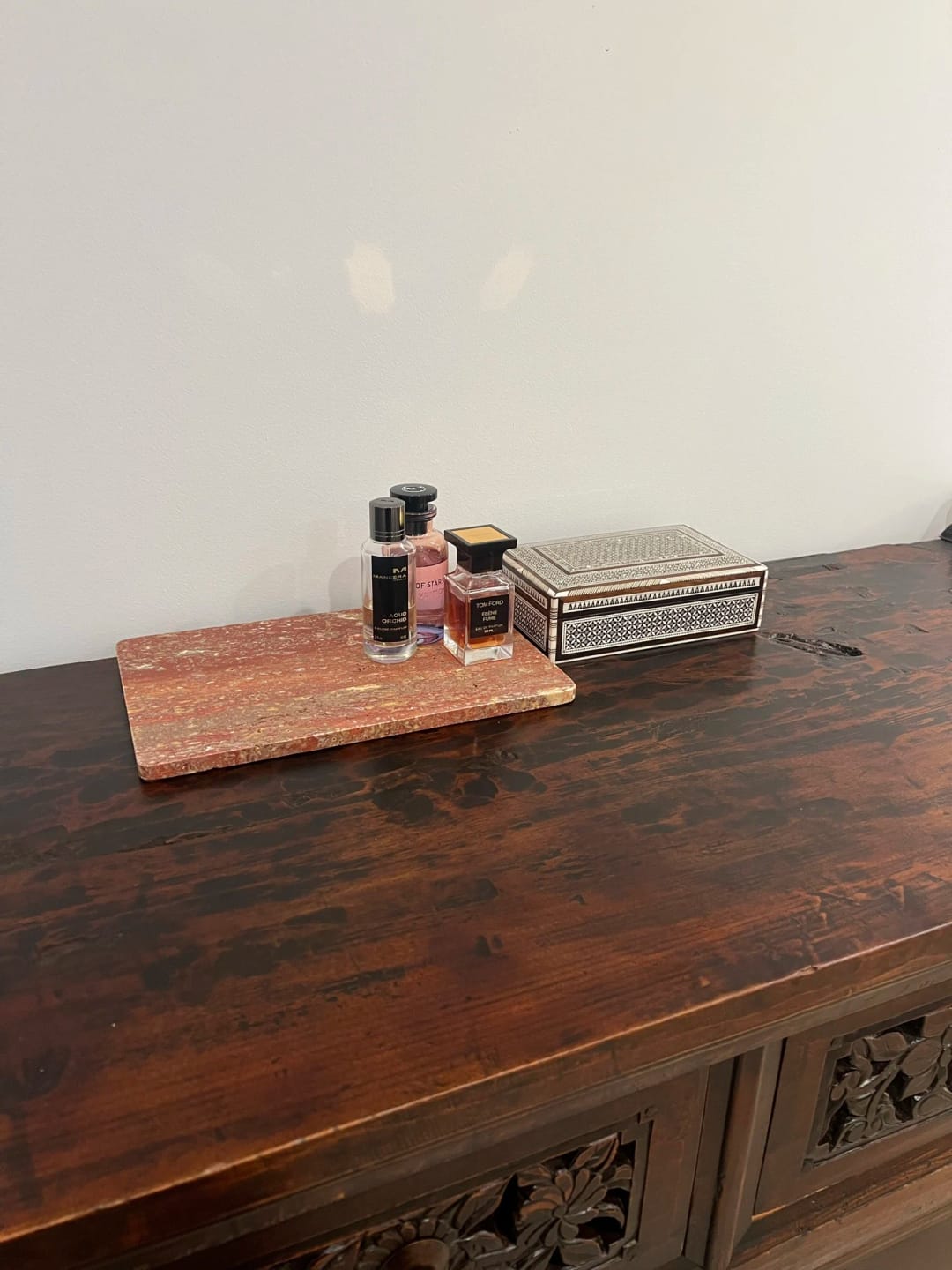 Customer photo review of Red Travertine Bathroom Set Vintage