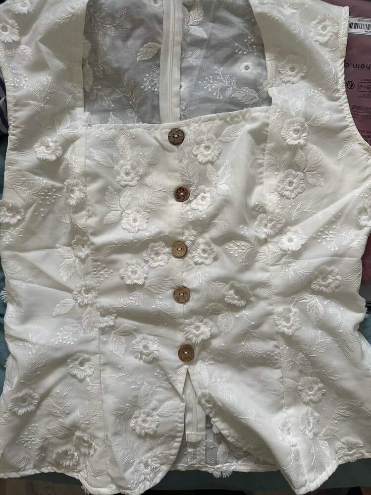 Customer photo review of Ninonine "Seraphina" | Embroidered Eyelet Square-Neck Top