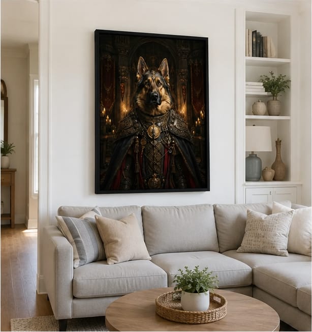 Customer photo review of Custom Medieval Royal Pet Portrait Canvas
