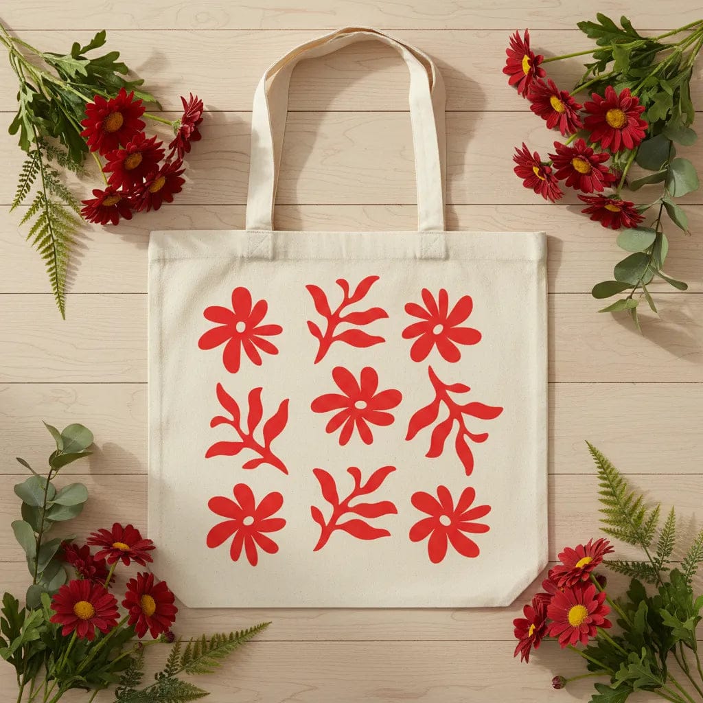 Customer photo review of Wrapzy Red Daisy Pattern Tote Bag