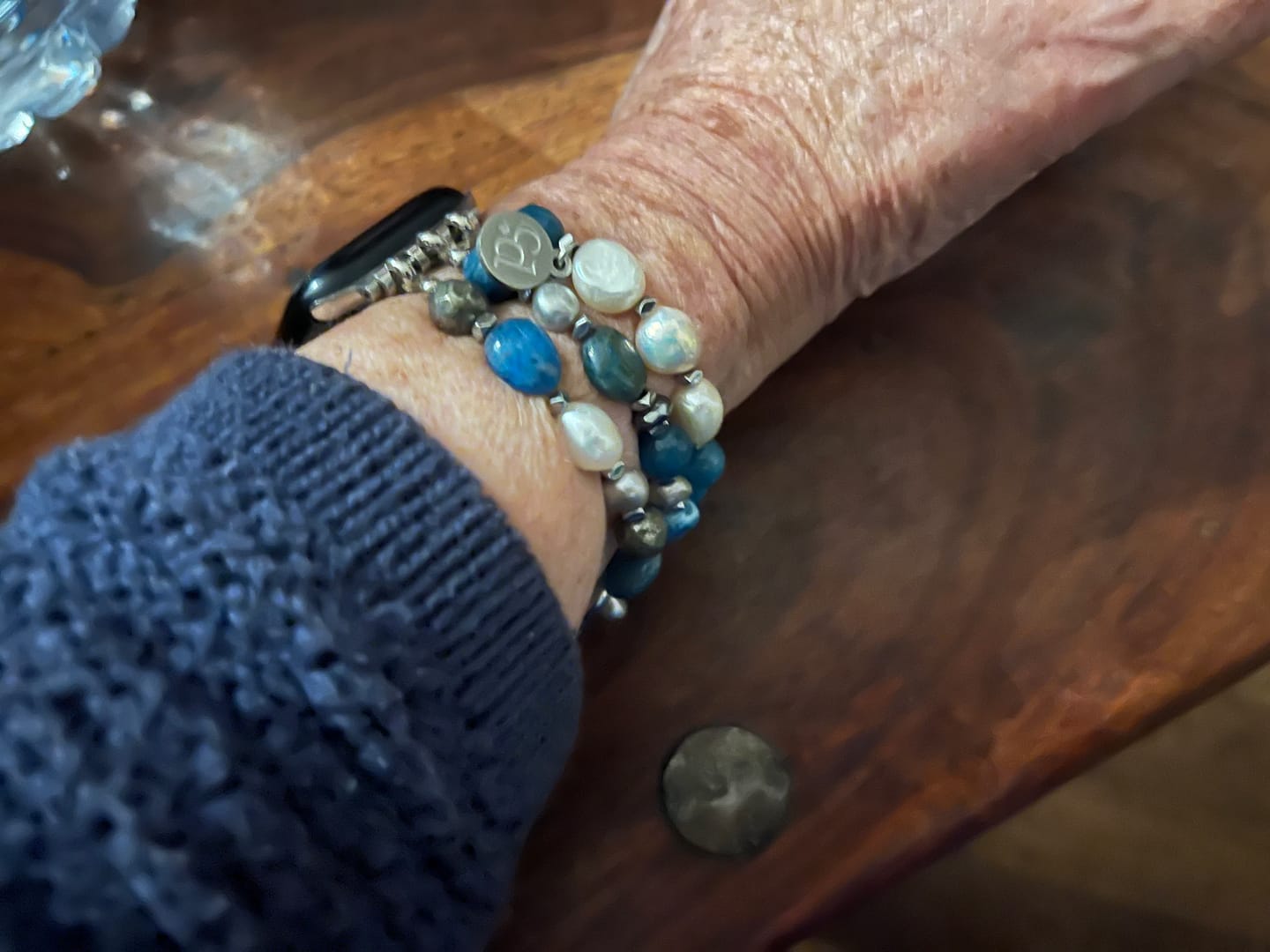 Customer photo review of Bohemian Frost Stretch Apple Watch Strap