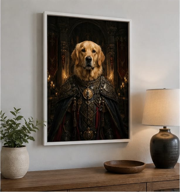 Customer photo review of Custom Medieval Royal Pet Portrait Canvas