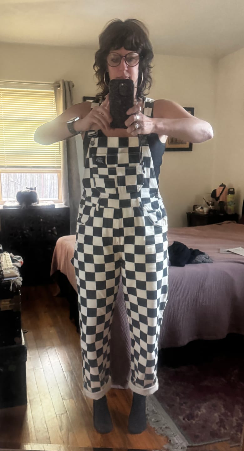 Customer photo review of Born Bad Overalls - Checkered
