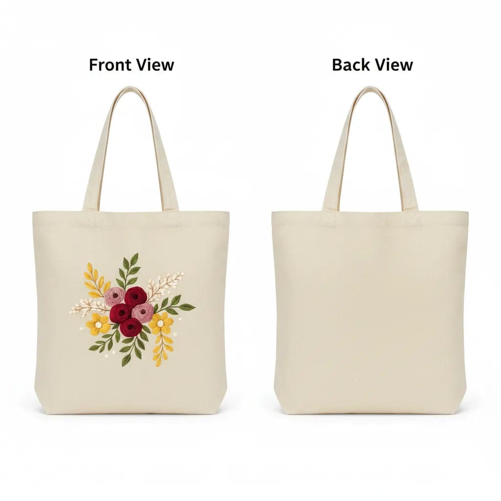 Customer photo review of Wrapzy Floral Embroidery Tote Bag