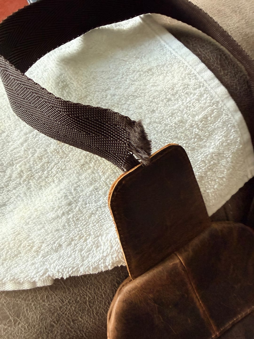 Customer photo review of Crazy Horse Leather Chest Sling Bag