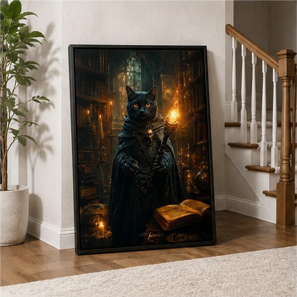 Customer photo review of Custom Dark Wizard Pet Portrait Canvas Wall Art