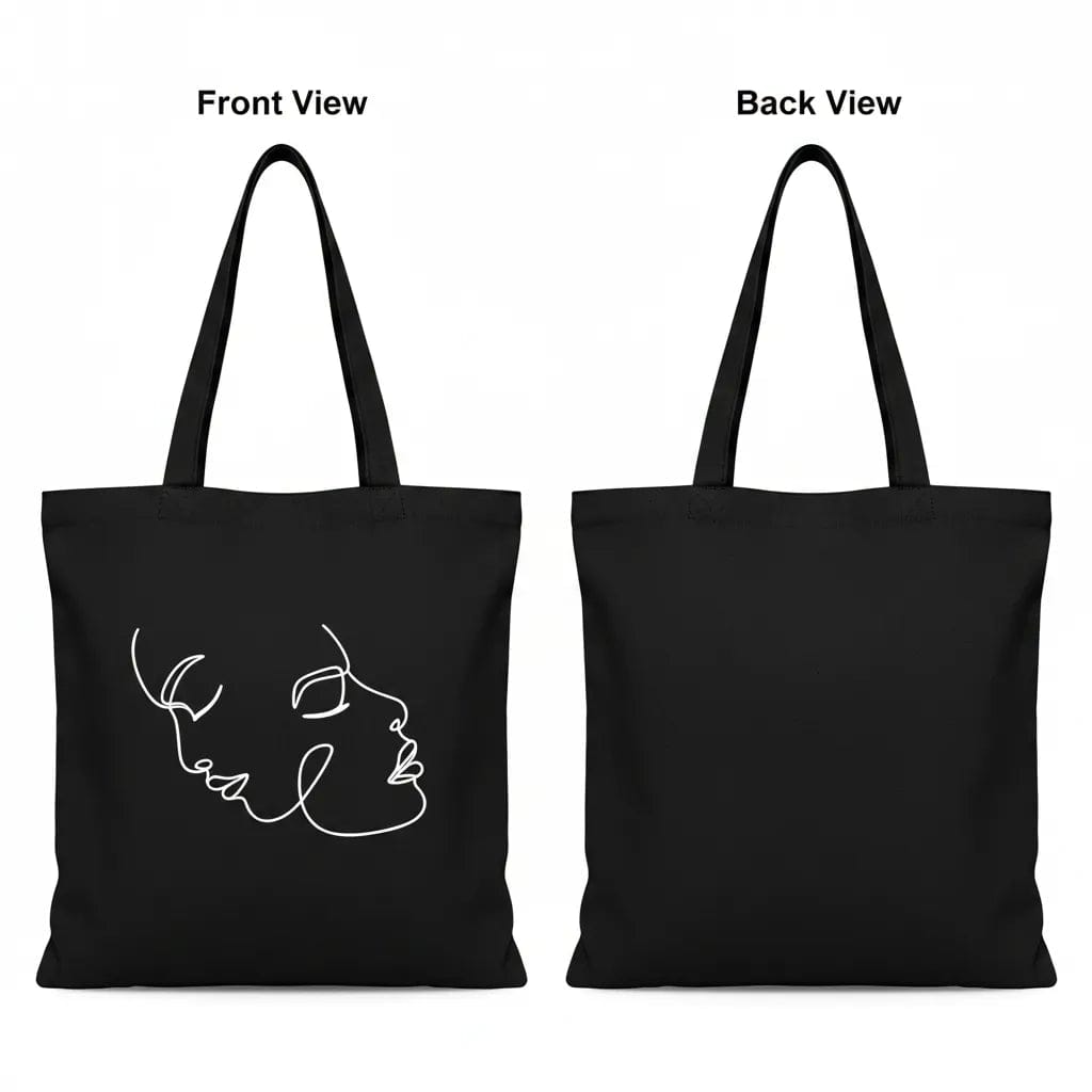 Customer photo review of Wrapzy One Line Art Face Tote Bag