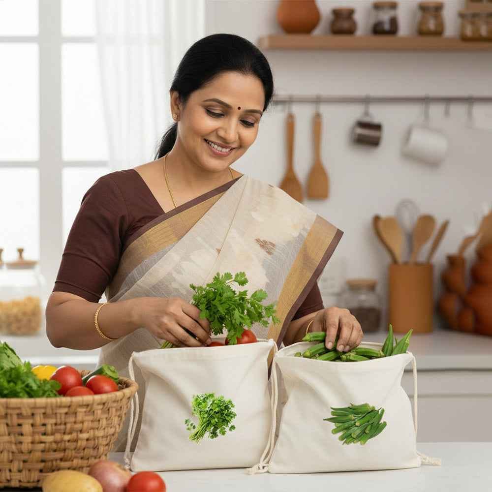 Customer photo review of Wrapzy Cotton Mesh Vegetable Bags