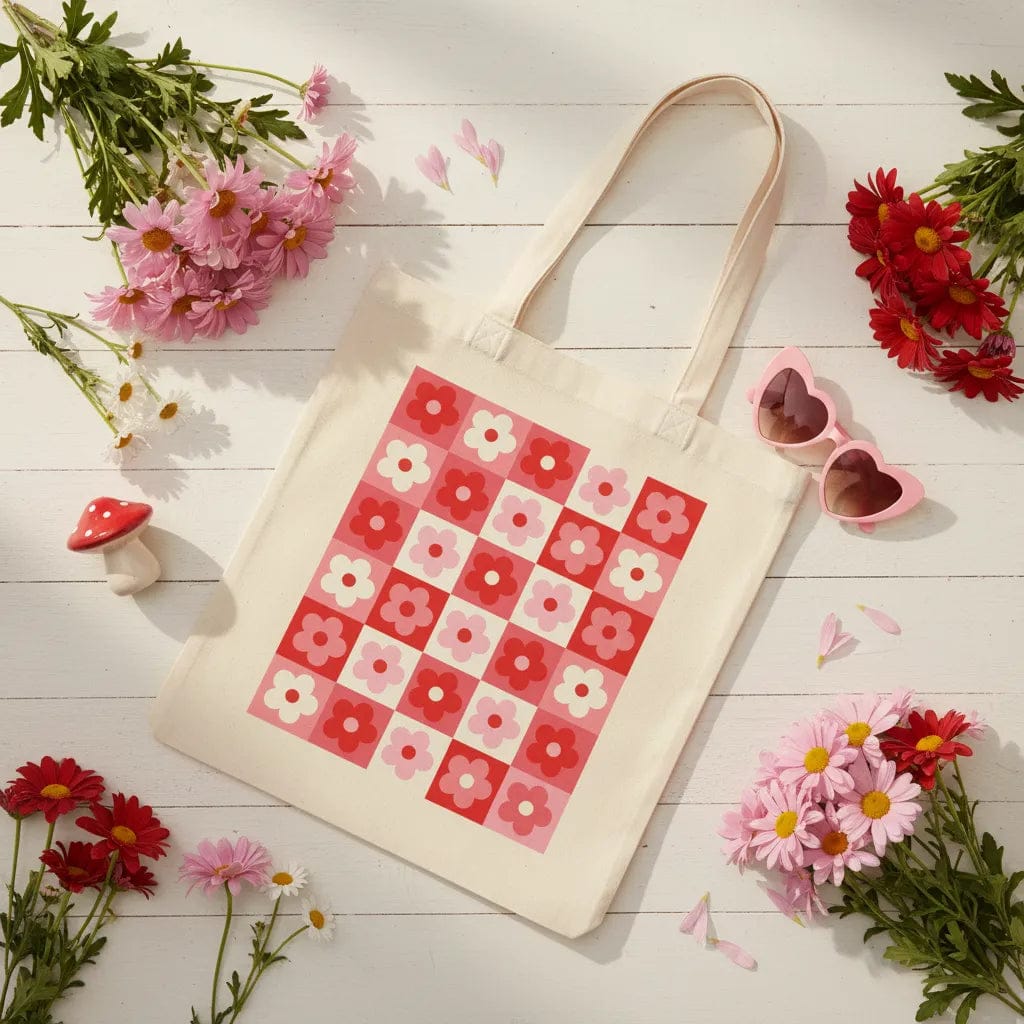 Customer photo review of Wrapzy Checkerboard Daisy Tote Bag