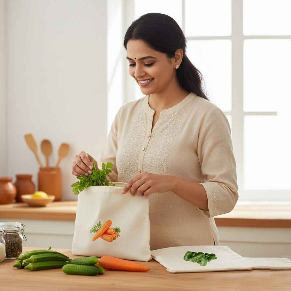 Customer photo review of Wrapzy Cotton Vegetable Bags