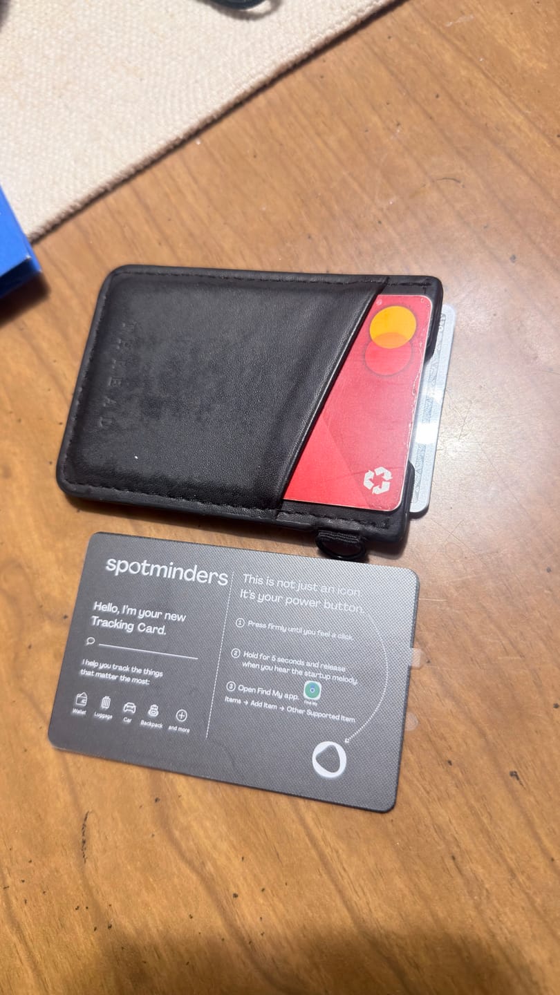 Customer photo review of Spotminders. Tracking Card