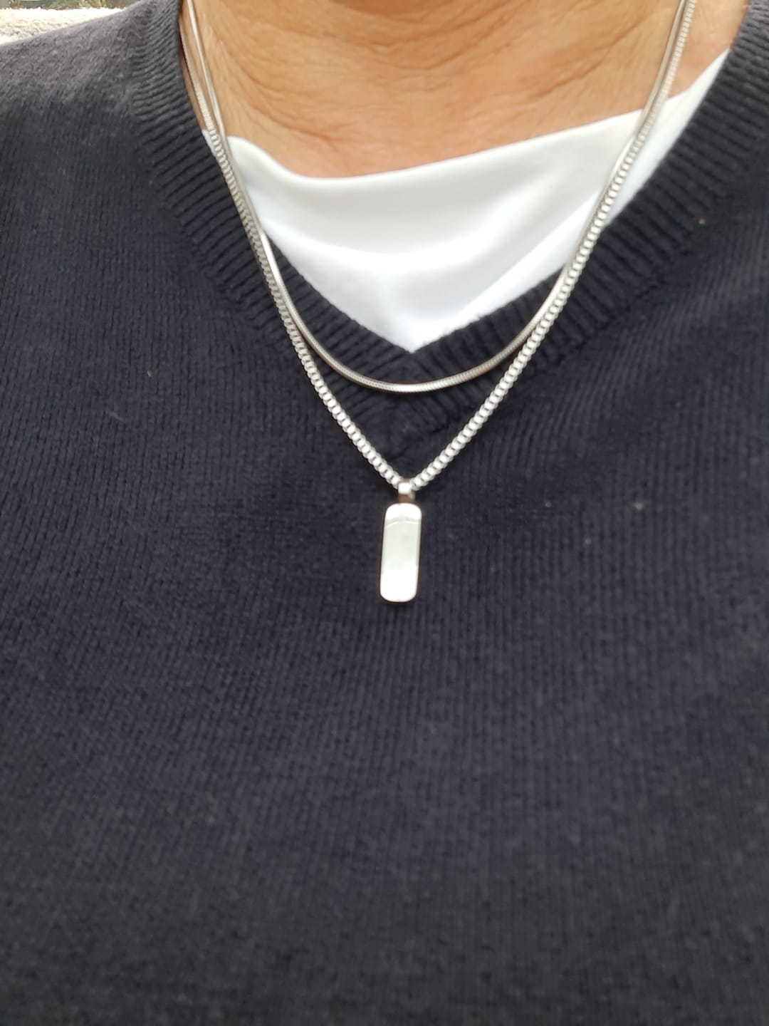 Customer photo review of Minimal Pendant Necklace Duo