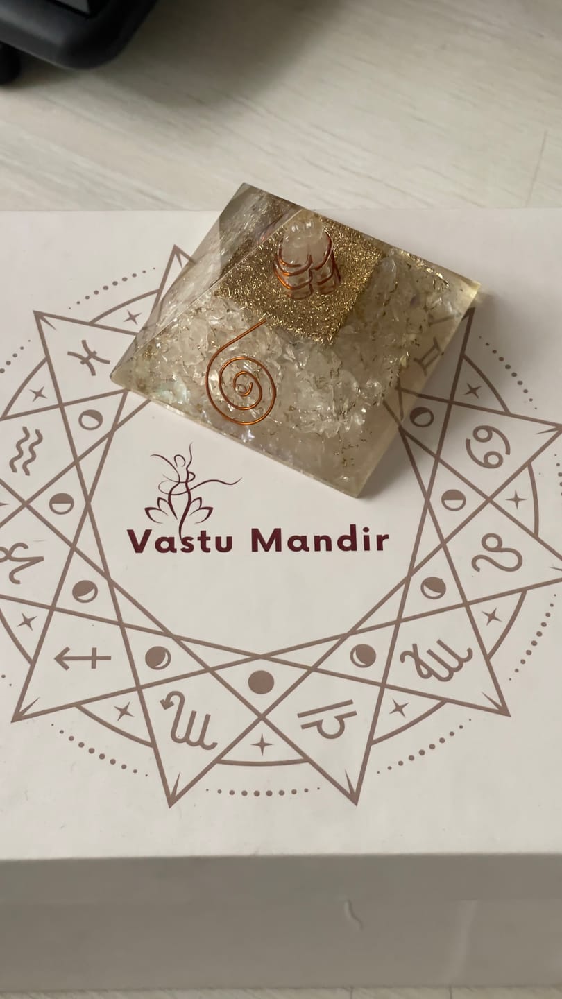 Customer photo review of Natural Selenite Crystal Pyramid Vastu Remedy for Energy Cleansing, Crystal Charging, Crown Chakra Healing and Space Purification for Meditation, Reiki and Home Decor | 6.5 cm | 100  gm