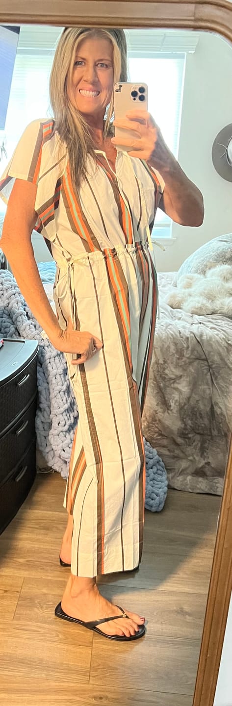 Customer photo review of Sunshine Tienda Margo Jumpsuit, Vintage Stripe