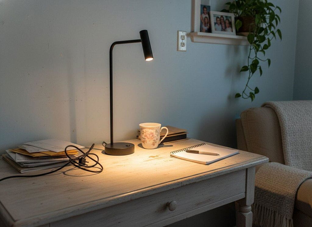 Customer photo review of Rotating Head Table Lamp, Aluminium Stem, Warm to Daylight