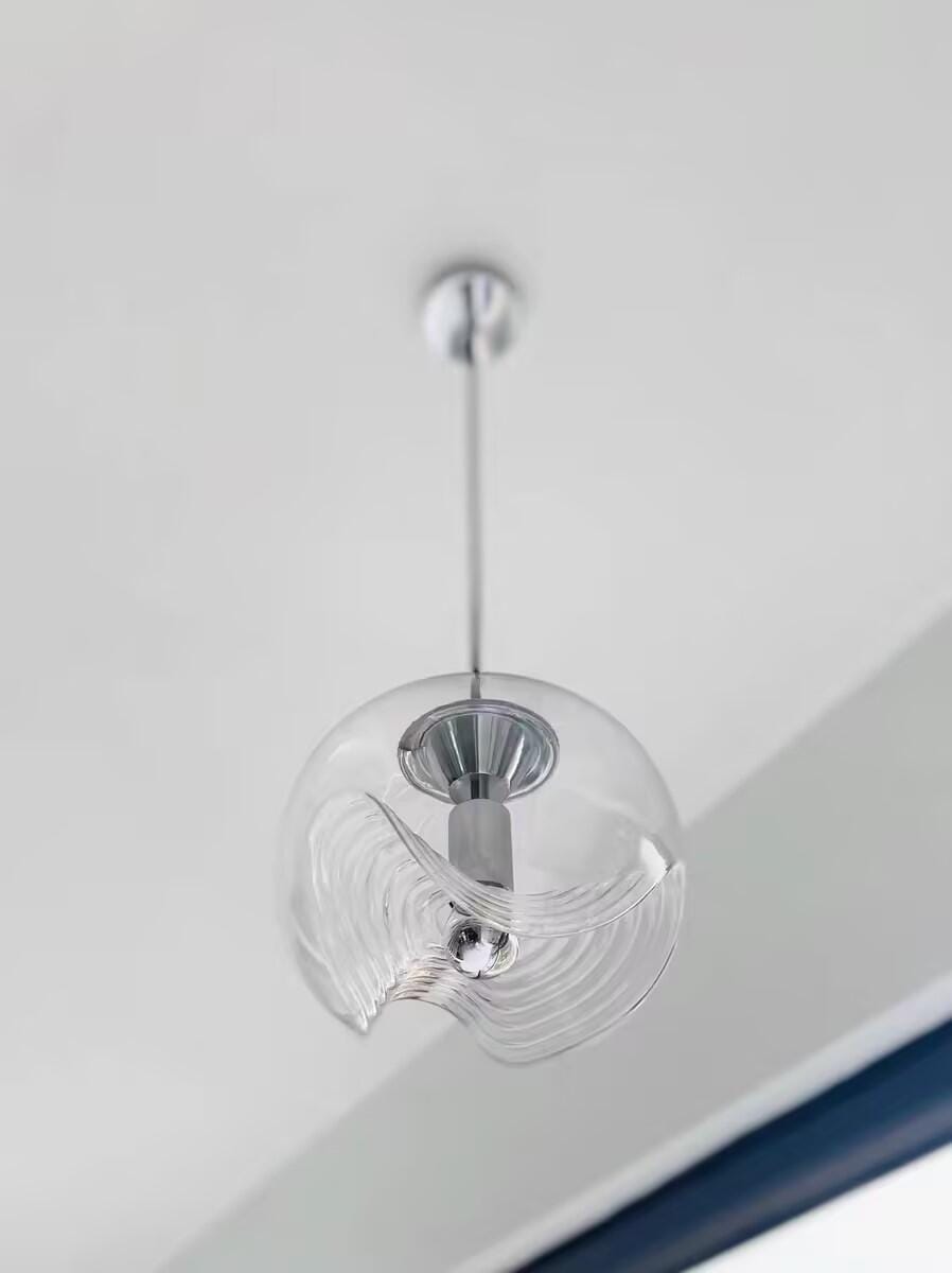 Customer photo review of Glass Pendant Light, Clear or Smoky Grey Shade, Gold or Silver Frame