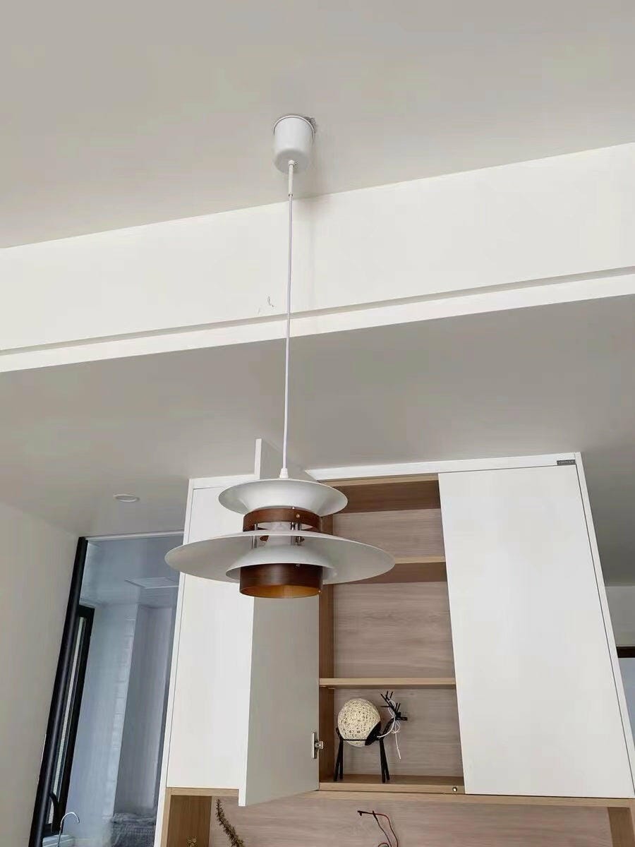 Customer photo review of Pendant Light, Metal Shades on Walnut Rings, 35 cm