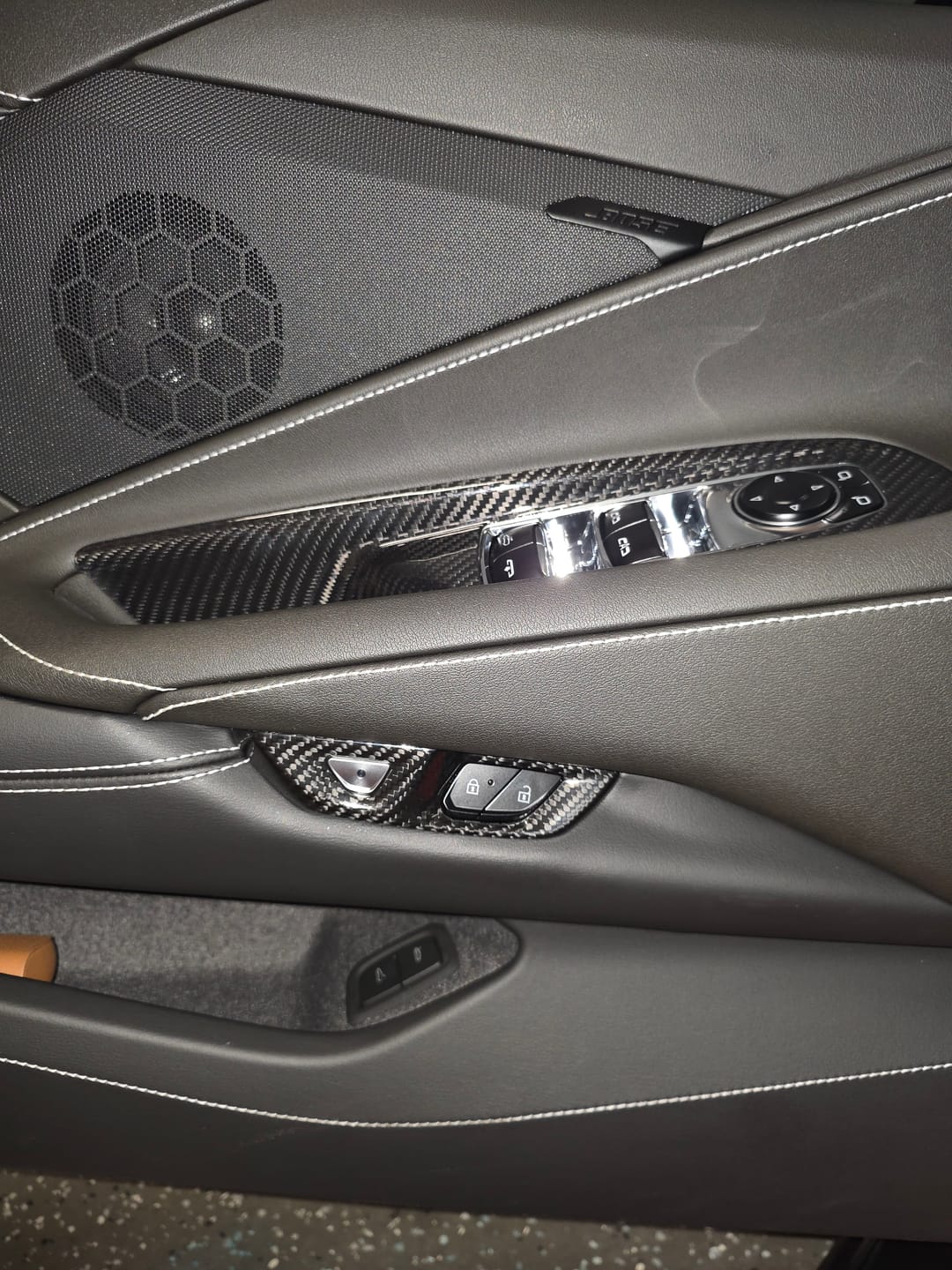 Customer photo review of Corvette C8 DRY CARBON FIBER Door Control Button Cover