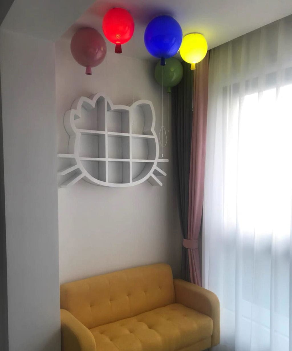 Customer photo review of Balloon Flush Mount Ceiling Light, Pull-Cord Switch, 25-35 cm