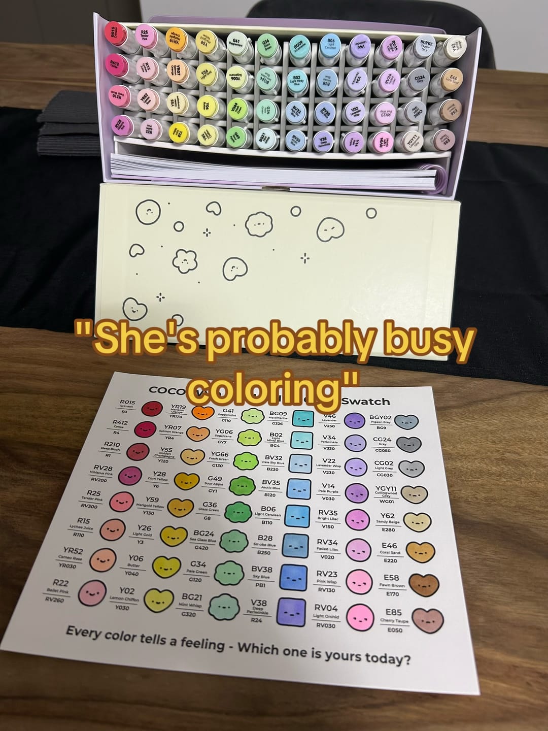 Customer photo review of Ohuhu x Coco Wyo Cozy Mood Coloring Kit, Honolulu B 48 Colors Alcohol Markers with Brush & Fine Dual Tips, Coloring Book with Mood Tracker Pages
