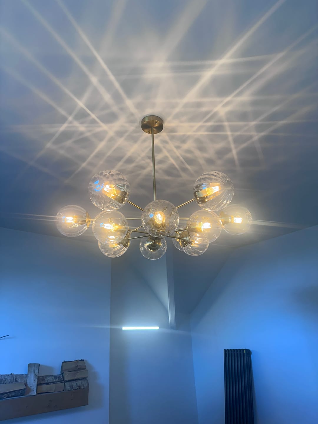 Customer photo review of 12-Light Two-tier Sputnik Striped Glass Chandelier