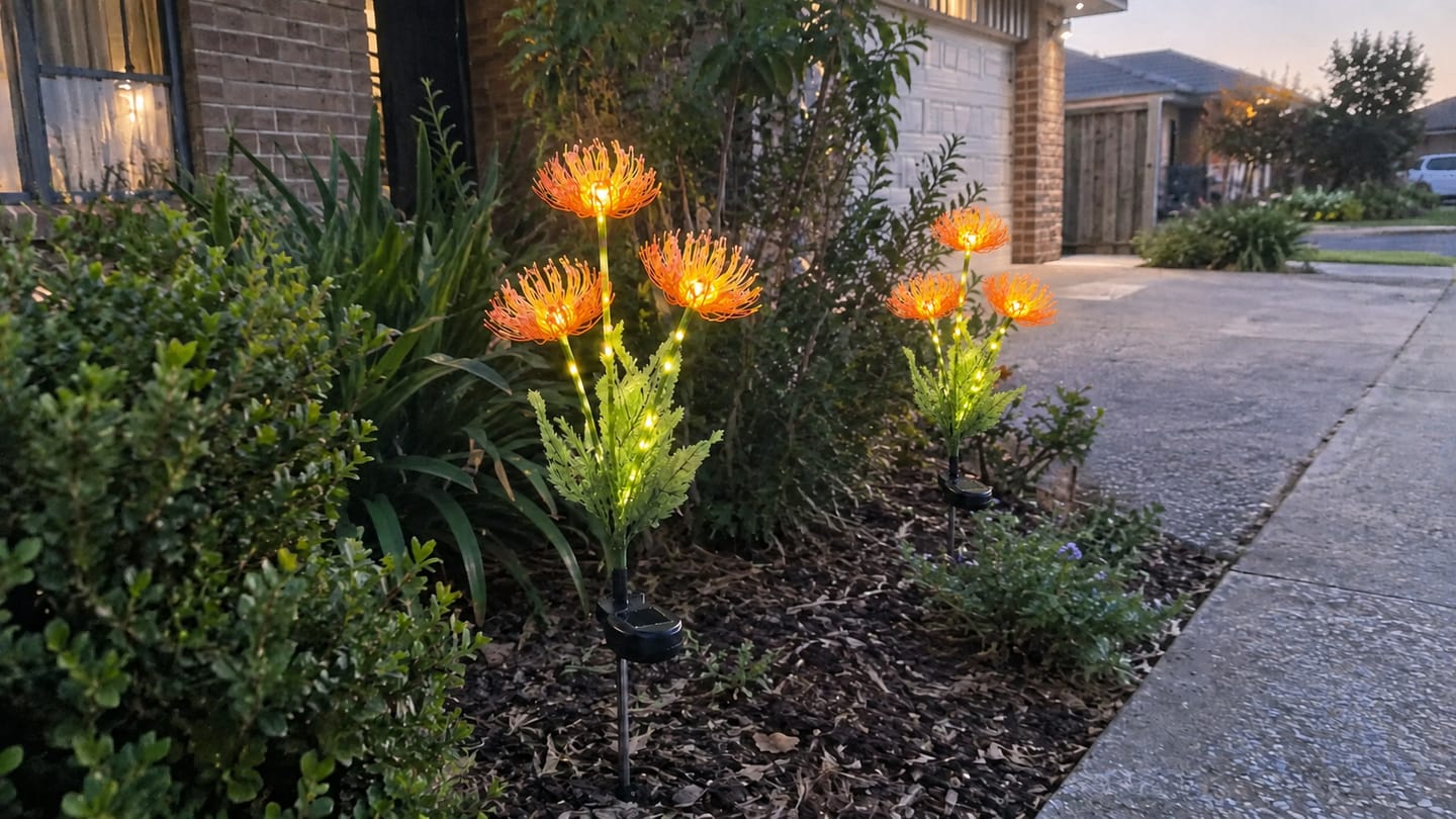 Customer photo review of Solar Flower Stake Lights – Waterproof Spider Chrysanthemum Garden Stakes