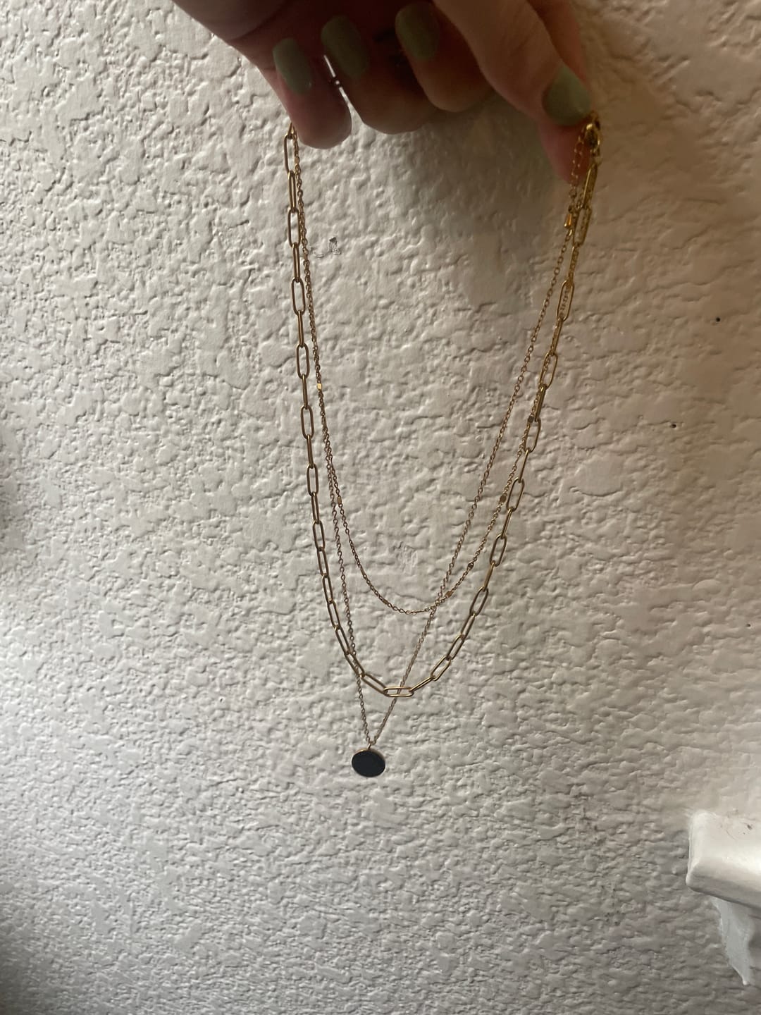 Customer photo review of Geya Coin Layered Necklace