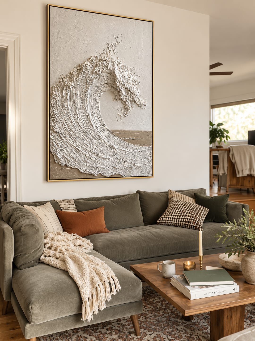 Customer photo review of "Silent Crest" – Wabi Sabi White Wave Textured Painting