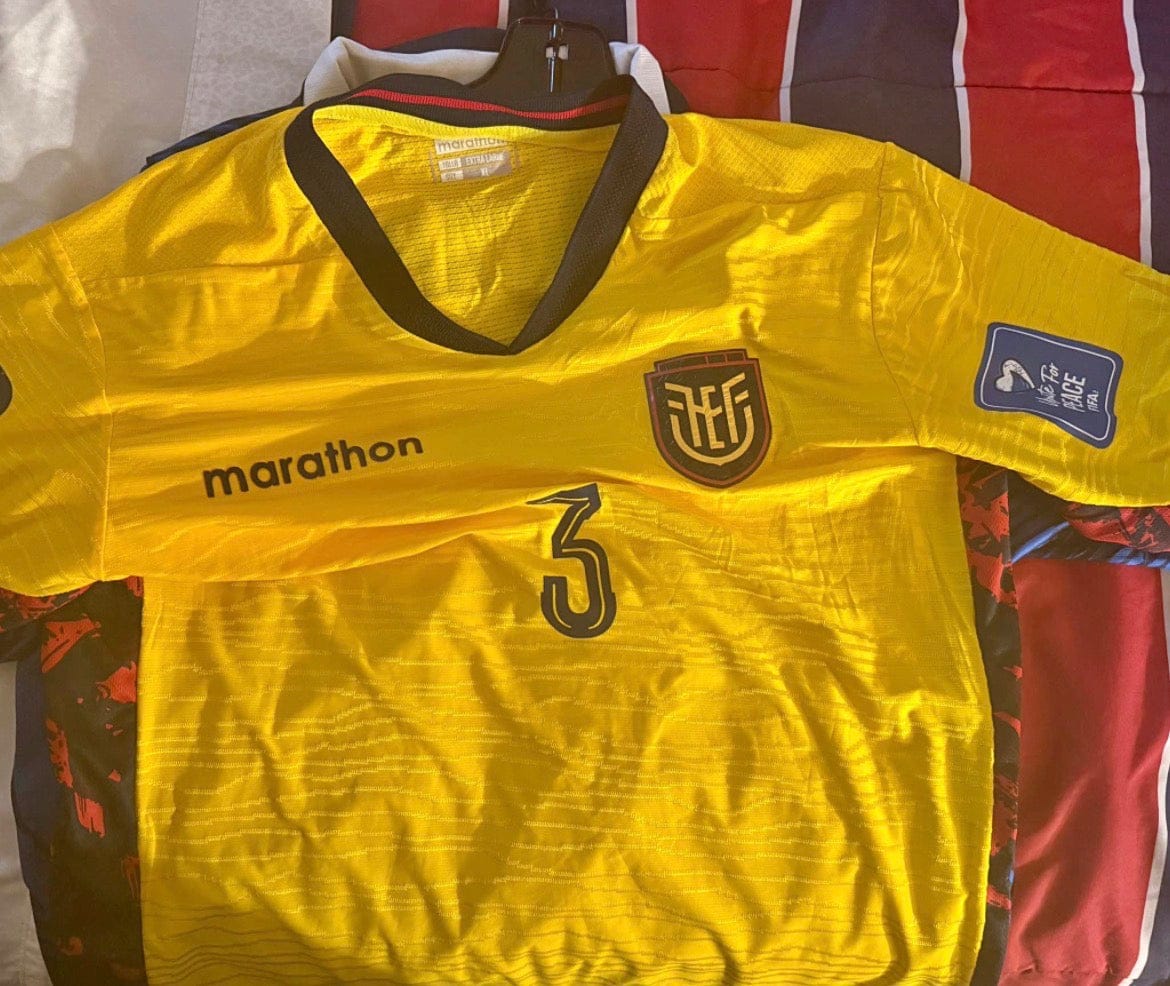 Customer photo review of Official Ecuador 2026 World Cup Men's Home Jersey – Yellow Authentic Player Version Soccer Kit by Marathon Sports