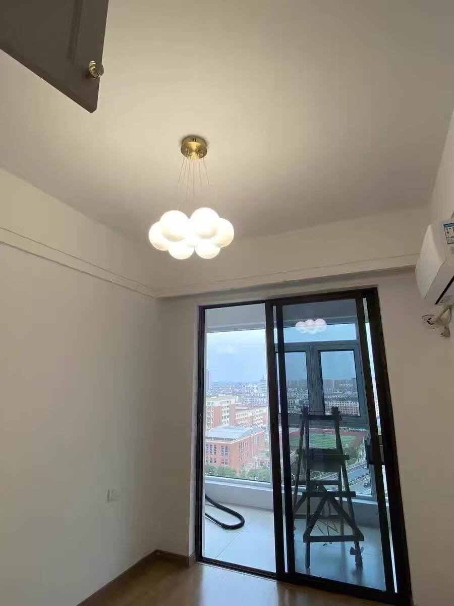 Customer photo review of Frosted Glass Cluster Chandelier, Gold Frame, 7 to 19 Globes