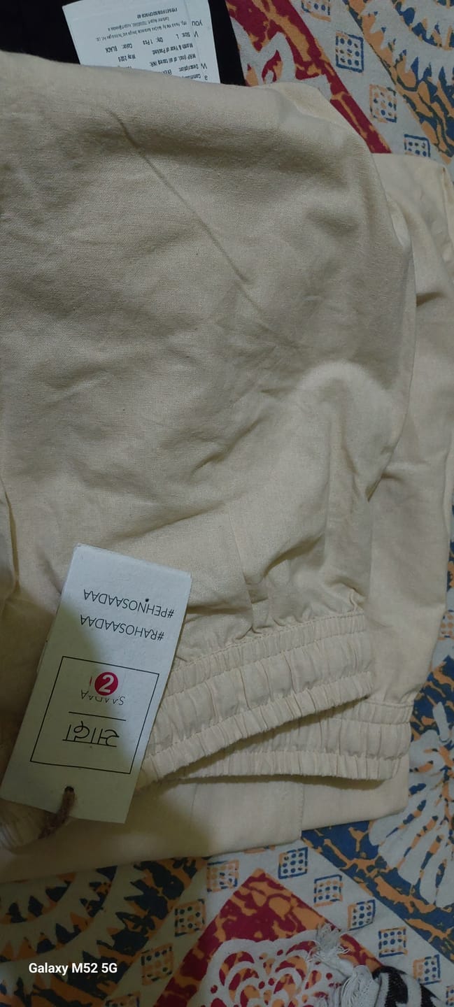 Customer photo review of Women Beige Cotton Straight Pant