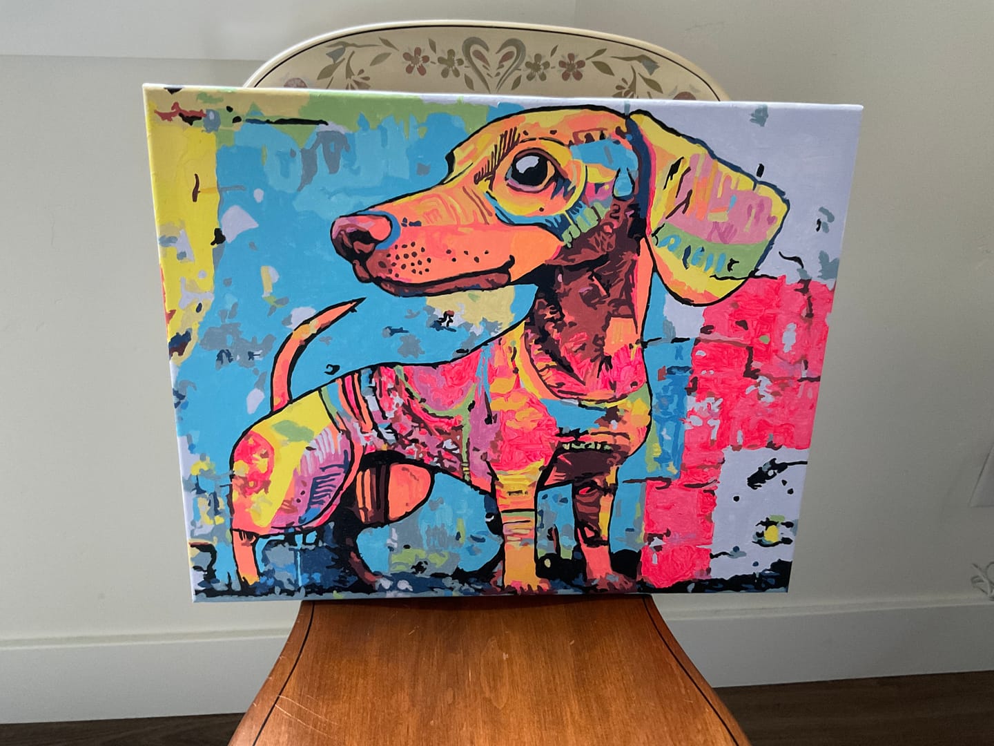 Customer photo review of Paint by Numbers - Colorful Awakening, Dachshund