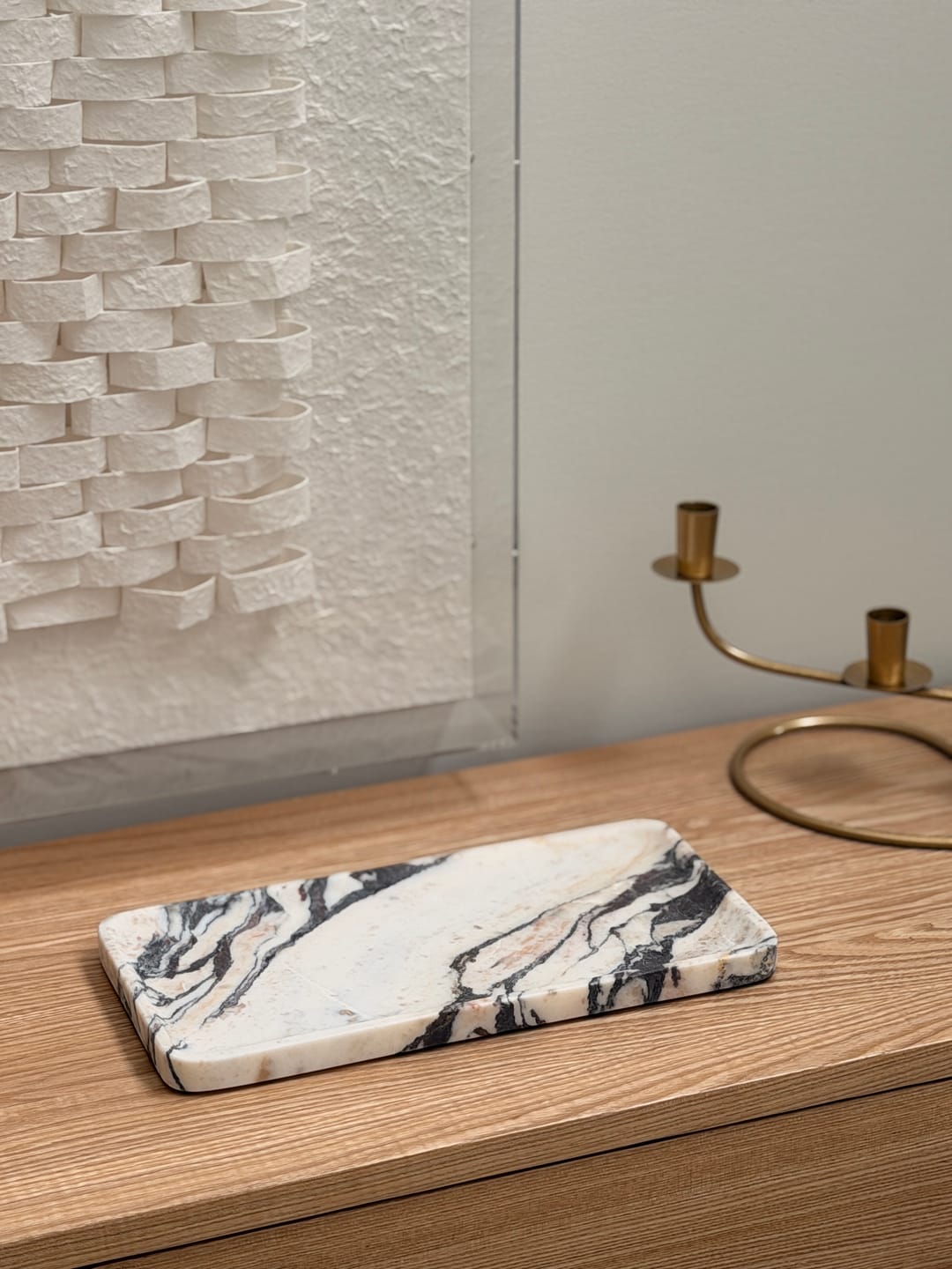 Customer photo review of Linea Rectangle Marble Tray - Calacatta Viola