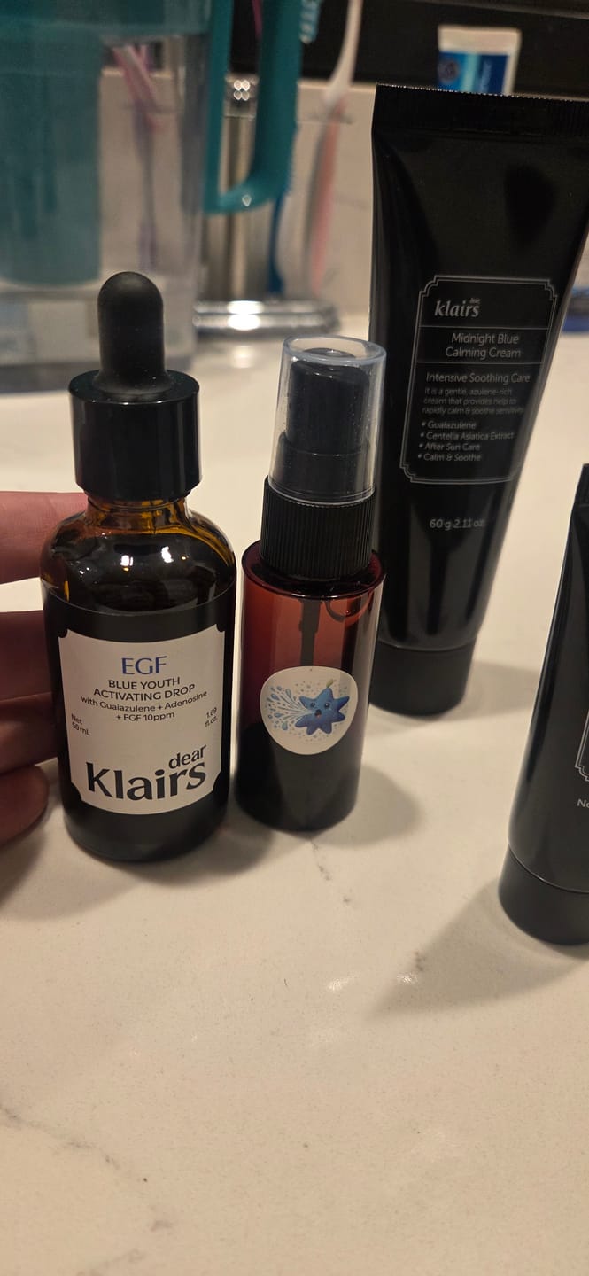 Customer photo review of EGF Blue Youth Activating Drop | EGF Peptide Serum